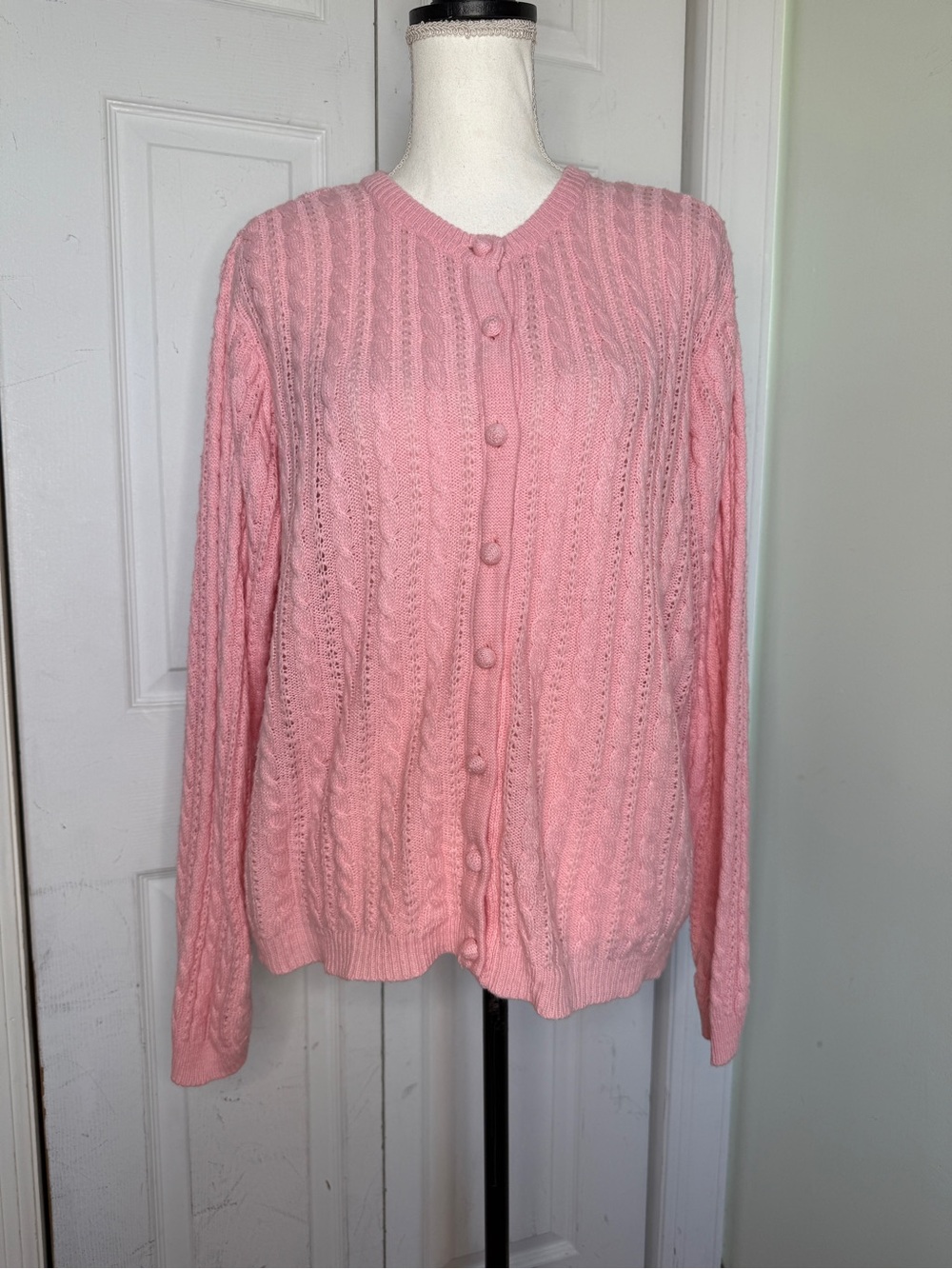 Vintage Pink Knitted Delicate Barbiecore Balletcore Another Isle Cardigan